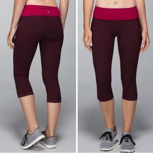 Lululemon Illumina Crop Leggings Bordeaux Drama/ Bumble Berry Size 8